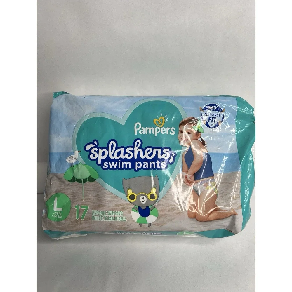 Pampers Splashers Swim Diapers Disposable Water Size Large   31‎ lb 17 Count
